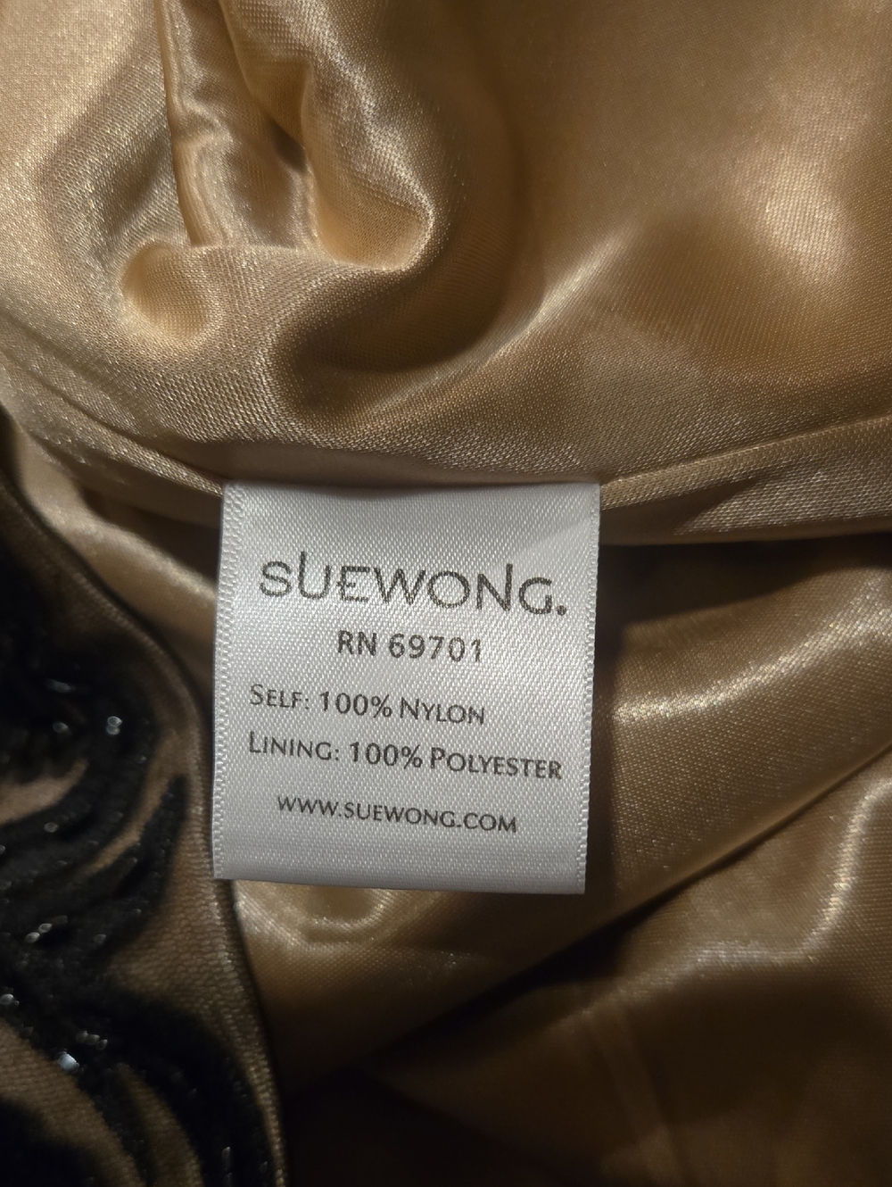 Sue Wong Nocturne Vintage Beaded Sequin Sheath Dress Black Beige Mesh Lace - Picture 4 of 4